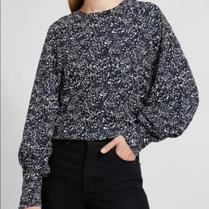 Express Medium Printed Wide Cuff Balloon Sleeve Top Blouse - Size M